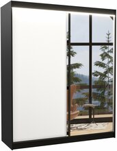 Riidekapp Adrk Furniture Viki 180, liugustega, peegliga ja LED valgustusega, 58 x 180 x 215 cm, must