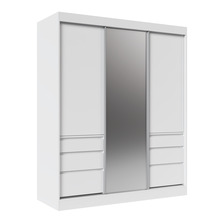 Riidekapp Adrk Furniture Haidar 180, 180 x 65 x 216 cm, peegliga, valge