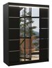 Riidekapp Adrk Furniture Nordic 150, liugustega, LED valgustuse ja peegliga, 58 x 150 x 200 cm, must
