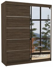 Riidekapp ADRK Furniture Caro 180, 58 x 180 x 215 cm, liugustega, peegliga, pruun
