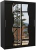 Riidekapp Adrk Furniture Renzo 150, liugustega, peegliga, 58 x 150 x 200 cm, must