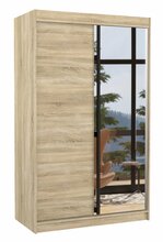 Riidekapp ADRK Furniture Rewena 120, 120 x 58 x 200 cm, peegliga, tamm/Sonoma