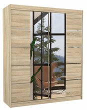 Riidekapp ADRK Furniture Traves 180, 58 x 180 x 215 cm, peegliga, tamm (Sonoma)