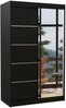Riidekapp ADRK Furniture Nicea 120, liugustega, peegliga, 120 x 58 x 200 cm, must