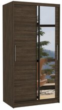 Riidekapp Adrk Furniture Baros 100, lükandustega, peegliga, 100 x 58 x 200 cm, pruun (šokolaad)