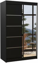 Riidekapp ADRK Furniture Nicea 120, liugustega, peegliga, 120 x 58 x 200 cm, must