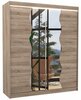 Riidekapp Adrk Furniture Kansas 180, 58 x 180 x 215 cm, LED valgustusega, peegliga, pruun