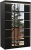 Riidekapp Adrk Furniture Genua 120, 120 x 58 x 200 cm, peegli ja LED-valgustusega, must