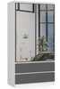 Riidekapp Akord Furniture Factory S90, 50.4 x 90.4 x 180 cm, peegliga, valge/hall/grafiit
