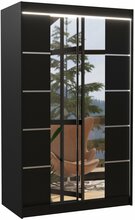 Riidekapp Adrk Furniture Genua 120, 120 x 58 x 200 cm, peegli ja LED-valgustusega, must