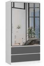 Riidekapp Akord Furniture Factory S90, 50.4 x 90.4 x 180 cm, peegliga, valge/hall/grafiit
