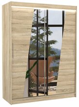 Riidekapp Adrk Furniture Bolton 150, 150 x 200 x 58 cm, LED valgustusega, peegliga, beež/sonoma