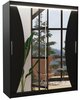 Riidekapp Adrk Furniture Charlotte 180, liugustega, LED valgustusega ja peegliga, 58 x 180 x 215 cm, must