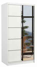 Riidekapp Adrk Furniture Orlando 100, 100 x 58.1 x 200 cm, peegliga, valge