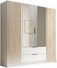 Riidekapp ADRK Furniture Neri 200, 200 x 51 x 200 cm, peegliga, valge/pruunikas