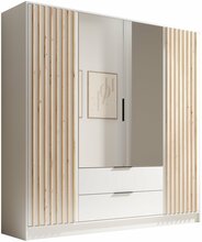Riidekapp ADRK Furniture Neri 200, 200 x 51 x 200 cm, peegliga, valge/pruunikas