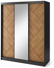 Peegliga riidekapp ELTAP Marrphy III, tamm/must, 180 cm x 220 cm x 60 cm