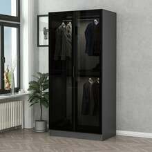 Riidekapp Kalune Design Kale Glass 210, 52 x 90 x 210 cm, antratsiit/must