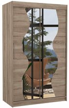 Riidekapp ADRK Furniture Oswald 120, 120 x 58 x 200 cm, liugustega, peegliga, pruun
