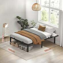 Kahe inimese voodiraam Vasagle RMB093B01, 140 x 190 x 41,3 cm, must