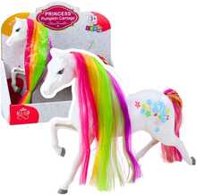 Mängukujuke Lean Toys muinasjutuline hobune Princess Pumpkin Carriage, 26 cm, valge/vikerkaarevärviline