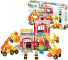 Konstruktor Mochtoys Gaisrinike klotsid, 100 tk + 2 figuuri