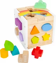 Värviline kujundite sorteerimiskuubik Legler Shape-Fitting Cube Rainbow