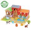 Puidust talu Woopie Green Mega loomade figuuridega, 18 tk