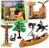 Figuuride komplekt Lean Toys Indiaani küla Kanoja Totem