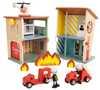 Puidust tuletõrjedepoo Classic World koos 13 figuuriga