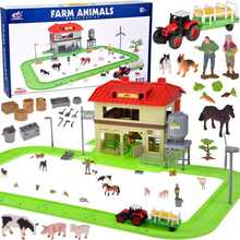 Mängufarm Jokomisiada Farm Animals Series Barn with road + tractor, figuurid ja tarvikud ZA5687