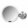 Kosmeetiline peegel Simplehuman Sensor 5x, LED valgustus, seinapeegel, matt roostevaba teras, 20 cm