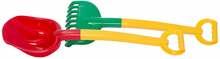 Liivamänguasjade komplekt 4IQ Large Spade & Rake, punane/kollane/roheline, 620x180 mm, 2 tk