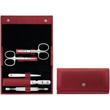 Maniküüri/pediküüri komplekt Zwilling Classic Inox, punane nahast vutlar, 5 tk