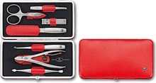 Maniküüri komplekt Zwilling Twinox 97093-002-0, punane nahkkarp, 7 tk