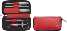 Maniküürikomplekt Zwilling Twinox, punane nahast vutlar, 5 tk