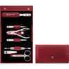 Maniküürikomplekt Zwilling Classic Inox, punane nahast karp, 7 tk