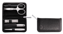 Maniküürikomplekt Zwilling Twinox, 5 tk, must nahast vutlar