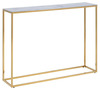 Konsoollaud Actona Alisma, 110 x 26 x 80,5 cm, valge/kuldne, valge marmorklaasist plaat