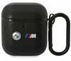 Kõrvaklappide ümbris BMW BMA222PVTK Apple AirPods 1/2, must, nahast, Leather Curved Line