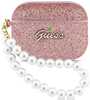 Kõrvaklappide ümbris Guess AirPods Pro 3, glitter pearl strap, roosa