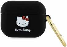 Kõrvaklappide ümbris Hello Kitty HKAP3DKHSK Apple AirPods Pro 1, silikoon, 3D Kitty Head, must
