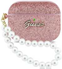 Kõrvaklappide ümbris Guess AirPods Pro 3, glitter pearl strap, roosa