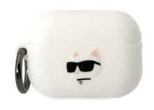 Kõrvaklappide ümbris Karl Lagerfeld KLAP2RUNCHH Apple AirPods Pro 2, silikoon, Choupette Head 3D, valge
