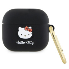 Kõrvaklappide ümbris Hello Kitty HKA33DKHSK Apple AirPods 3, silikoon, 3D Kitty pea, must