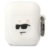 Kõrvaklappide ümbris Karl Lagerfeld KLA2RUNCHH AirPods 1/2, valge, silikoon, Choupette Head 3D