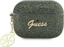 Kõrvaklappide ümbris Guess GUAP2GLGSHA AirPods Pro 2 Glitter Flake 4G Charm, roheline