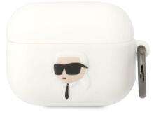 Kõrvaklappide ümbris Karl Lagerfeld KLAPRUNIKH Apple AirPods Pro, silikoon Karl Head 3D, valge