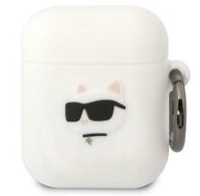 Kõrvaklappide ümbris Karl Lagerfeld KLA2RUNCHH AirPods 1/2, valge, silikoon, Choupette Head 3D