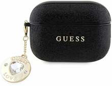 Kõrvaklappide ümbris Guess GUAP2PGEHCDK Apple AirPods Pro 2, must, Fixed Glitter Heart Diamond Charm